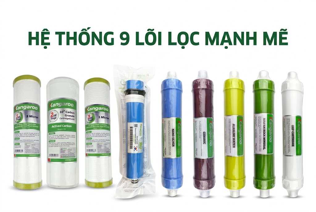 Hệ thống 9 lõi lọc mạnh mẽ của KGRP12